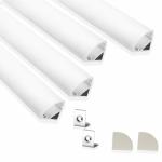 EASYGLO Lighting Aluminium Round LED 1Meter Profile Corner with Diffused Cover, End Caps and Mounting Clips Without LED Straight Linear (16x16mm) - Pack of 4