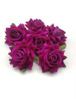 Satyam Kraft purplr 6 cm Artificial Velvet Rose Flowers For Home Decoration And Craft (6 Pcs)