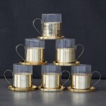 Indian Bartan Borosil Fitted Brass Tea Cups set of 6