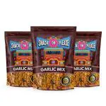 Snack Ok Please - Garlic Mix - Garlic Chivda Spicy Namkeen Farsan- Authentic Indian Snacks - Chai Time Snack| 100% Trans Fat-Free | No Preservatives | 100% Vegan | Farsan Snacks Namkeen | Pack of 3 x 180gm - 28g Per Serving Product Dimension: 15x6x20 CM
