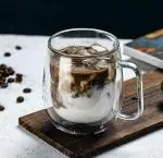 ZIDO(Pack of 1) Exclusive Double Wall Glass Cup with Comfort Handle Perfect for Tea/Coffee 250 ML