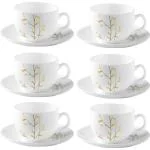 LAOPALA Pack of 12 Opalware Iris CW cup & saucer Set (White, Cup and Saucer Set)