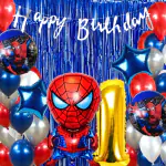 House of Banter Spiderman Theme Birthday Decorations for Boys, Kids Party, Girls - 1st Birthday Celebrations-Cartoon Birthday Decorations, Spiderman Birthday Party Supplies