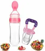 KiDoViLLa 125ML Newborn Baby Safe Silicone Squeeze Feeding Spoon Milk Serial Bottle Training Feeder (Pink)