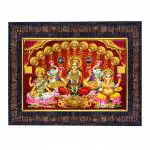 Hawai Shree Ganesh Lakshmi Saraswati Wooden Religious Photo Frame for Worship Use SFDI479BLKFRM 8.5x7 inch