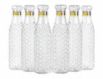 Denzcart Diamond Pattern Plastic Water Bottle Set (1000ml Each,Plastic) (White, PET) (6)