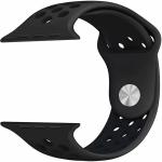 Pockester Soft Silicon Sport Air Hole Band Strap for iWatch Series 7/6/5/4/SE (42/44/45mm) Smart Watch Strap (Black, Black)