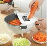 Fitaza 9 In 1 Multifunctional Rotate Vegetable Cutter With Drain Basket Magic Rotate Vegetable Chopper (Chopper)