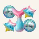SPECIALYOU.IN Mermaid foil balloon set for Girls & kids party decoration with heart & Printed foil balloon perfect for birthday, baby shower, kids room decoration pack of 5 items