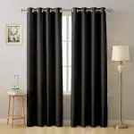 MATRIKA FASHION 100% Room Darkening Blackout Door Curtain 7 feet Set of 2 | Thermal Insulated Heavy Polyester Solid Curtain | Black