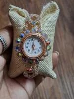 ARS TRADING COMPANY Gold Plated Wrist Watch Bracelet for Girls and Women, CZ Bracelet for Wedding Occasion