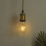Homesake 40W E26/ E27 Industrial Light, Hanging Vintage Edison Pendant Lamp, Metal, Antique Brass (Gold).