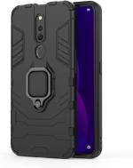 MAMANI Oppo F11 Pro Black Carbon Fibre Shock Absorbent and Magnetic Mobile Back Cover with Lanyard 7.5 x 1 x 16 cm