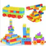 Vastate Kids/Train Blocks with Pearl Finish, Best Toy, Block Game (52 Block+ 8 Wheels) 60 Pcs