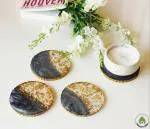 Monstera Hut Round Smokey Gray Transy Resin Coaster| 4 Inch |Pack Of 4