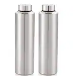 Chefkit Stainless Steel Refrigerator Water Bottle 1 Litre, Pack of 2 I Food Grade, BPA Free Lid, Non-Toxic, Rust Free | Airtight, Leak Proof & Odour Free | Water Bottle Set