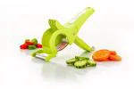 TENEZA Plastic Vegetable Cutter Vegetable Chopper Veg Cutter Bhindi Cutter Multi Cutter, White/Green