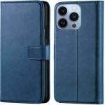 Tingtong Flip Cover Back Case for Apple iPhone 13 Pro Max | Leather Finish | Inbuilt Stand & Pockets | Wallet Style Flip Back Case Cover for Apple iPhone 13 Pro Max (Blue)