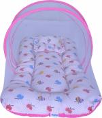 KUPEPE Nylon Kids Baby Washable Soft & Comfortable with Protective Mosquito Net & Pillow (0-6Months) Mosquito Net (Pink, Tent)