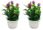 Inditradition Artificial Orchid Flower Bouquet for Home & Office Decoration | Pack of 2, with Plastic Pot (Purple, 16 cm)