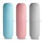 Mungat Multicolor Plastic Capsule Portable Toothbrush, Tongue Cleaner Holder Case Storage Box Cover Organizer (Pack of 3)