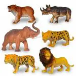 HARIDUN Big Size Wild Animals Toy Action Figure Wildlife Set for Kids - 6 Pcs