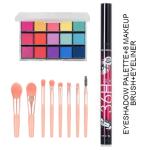 LADYEYE Best Makeup Combo Eyeshadow Palette, 8 Makeup Brush & Eyeliner