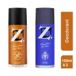 Z Men's Icon & Zest Deo, 150ml X 2, Spicy, Fresh Fragrance, Luxury deodorants, Prevents Odor, Refreshing Premium Aromatic Long lasting Perfume, Body Spray for Party, Office, Date (Pack of 2)