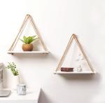 Vah White Wooden Wall Hanging Shelf Rustic Rope Shelves Single Tier (Set Of 2)