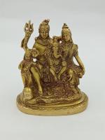 Arihant Craft God Shiva Parivar Idol Handcrafted Showpiece - 15 cm (Brass, Gold)