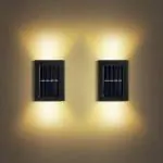 Qshixle Plastic Solar Wall Lights Small Fence Lights Solar Powered, Up Down Led Porch Light, Luces Solares Para Exteriores (S2, S2)