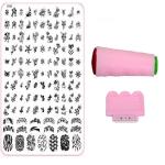 Royalkart Nail Art Stamping Jumbo Image Plate D.I.Y With Double-Sided Stamper, Metal Scraper, 5pcs Double-Sided Dotting Tool