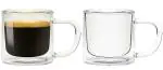 Ramkuwar 200ml Transparent Pack of 2 Toughened Glass Coffee Mug with Convenient Solid Handle Set for Tea Coffee Beer Hot Cold Drinks