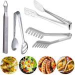Kriwell Stainless Steel Roti, Chapati Chimta with Noodle Tongs for Frying (Pack of 4)