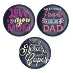 Dhcrafts Multicolor Metal Not All Heroes Wear Capes D7, Love You Mom, My Favorite People Call Me Dad Printed Fridge Magnet, 5.8 Cm (Pack Of 3)