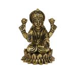 Kalarambh Kalarambh Brass Shree Maha Laxmi Blessing Sitting Idol Murti Statue Home Office Temple Mandir Pooja Puja Room - Indian Hindu God, Yellow, 2 x 1.5 x 2.5 Inch (L x W x H)