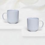 The Earth Store Microwave Safe Pastel Fringe Grey Ceramic Coffee /Milk with Handle Ceramic Coffee Mug (330 ml, Pack of 2)