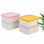 Eha Earth Friendly Storage Containers For Kitchen With Lid | Kitchen Containers Set of 4 | 500 ml | Made with Rice Husk | Microwave Safe & Fridge Storage Boxes | Storage Box For Kitchen | Multi-Light