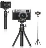 HIFFIN ULANZI MT-34 Extendable Pole Tripod for Camera, Selfie Stick with 2 in 1 Phone Clamp, Handle Grip w 1/4