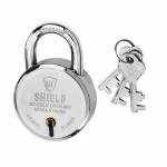 KI SHIELD Round PAD Lock 75mm || Hardened Shackle || Corrosion Resistant || Durable Long Life || (10 Levers, 3 Keys) 1 lock