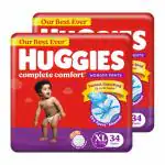 Huggies Complete Comfort Wonder Pants | Pant Style Baby Diapers XL Size, 68 Count | India's Fastest Absorbing Diaper, Patented Dry Xpert Channel, Ideal for 12 to 17 Kgs