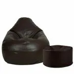 Couchette Stillo XXXL Artificial Leather Bean Bag Cover Filled in Dark Brown Finish without Beans