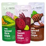 Flyberry Gourmet Assorted Chips Pack of 3(Okra,Beet, Taro)