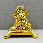 CraftVatika Metal Ganesh Showpiece murti statue with Chowki for Home, Office, Tabledesk,Gift items