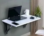 Davenport 16x 24 inches Wall Mounted Table Foldable | Wall Table | Foldable Solid Wood Office Table (Wall Mounted, Finish Color - White, Pre-assembled)
