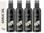 Desi Crew 100 Percent Pure Garlic Oil with Comb Applicator Cold Pressed for Non Sticky Hair 100 ml (pack of 4)