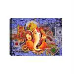 SHASWAT ART Lord Ganesha vastu Canvas Painting with Wooden Box Frame for Living Room, Bed Room, Office, Hotels (46cm x 61cm)