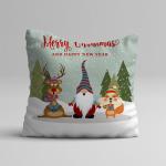 STITCHNEST Printed Single Pc Cotton Canvas Christmas Xmas Cushion Cover, ( 16 x 16 Inches )