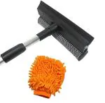 HOMEGINI Wiper and Scrubber All-Purpose Window Duster 2-in-1 Window Cleaner with Microfiber Glove
