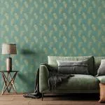 Asian Paints ezyCR8 Mughal Green Feather Design Non-Adhesive Wallpaper for Home (53cm x 950cm)
